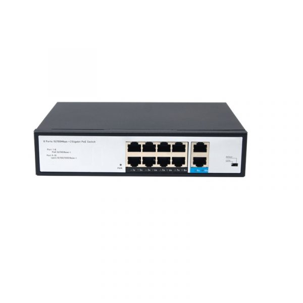 8 portų PoE tinklo komutatorius su 2 Gigabit Uplink portais