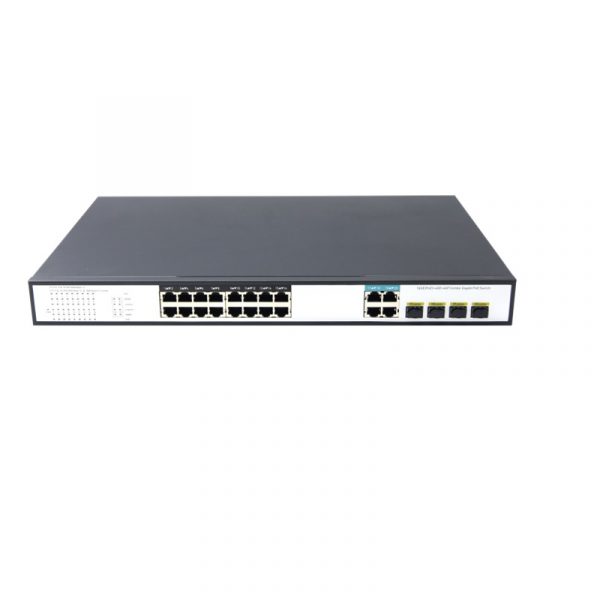 16 portų Gigabit PoE tinklo komutatorius su 4 Gigabit Combo Uplink portais