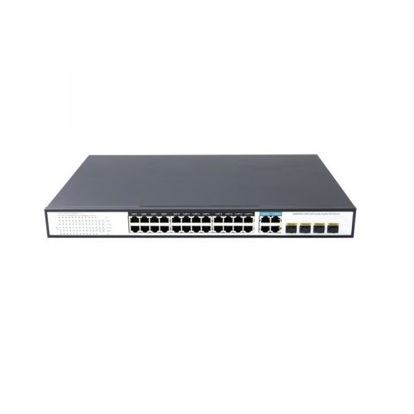 24 portų Gigabit PoE tinklo komutatorius su 4 Gigabit Combo Uplink portais